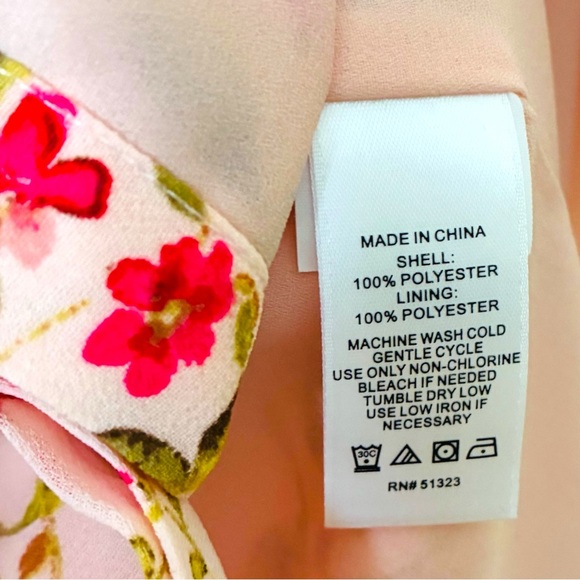 CeCe Sz Small Pink Floral Double Flutter Ruffle Sleeve Button Front Blouse Top - Picture 10 of 12